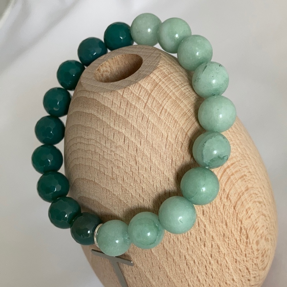 AMAZONITE and Green Agate with Cross Charm - Picture 3 of 10